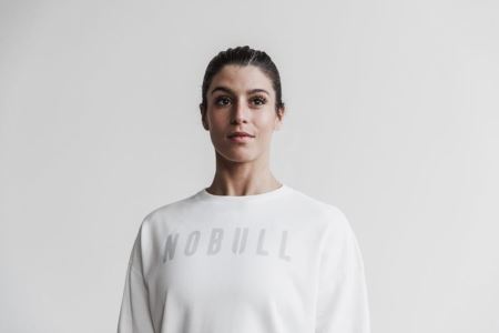 NOBULL Crew Sweatshirt - Bluza Damskie Białe | PL-lNo3sRF